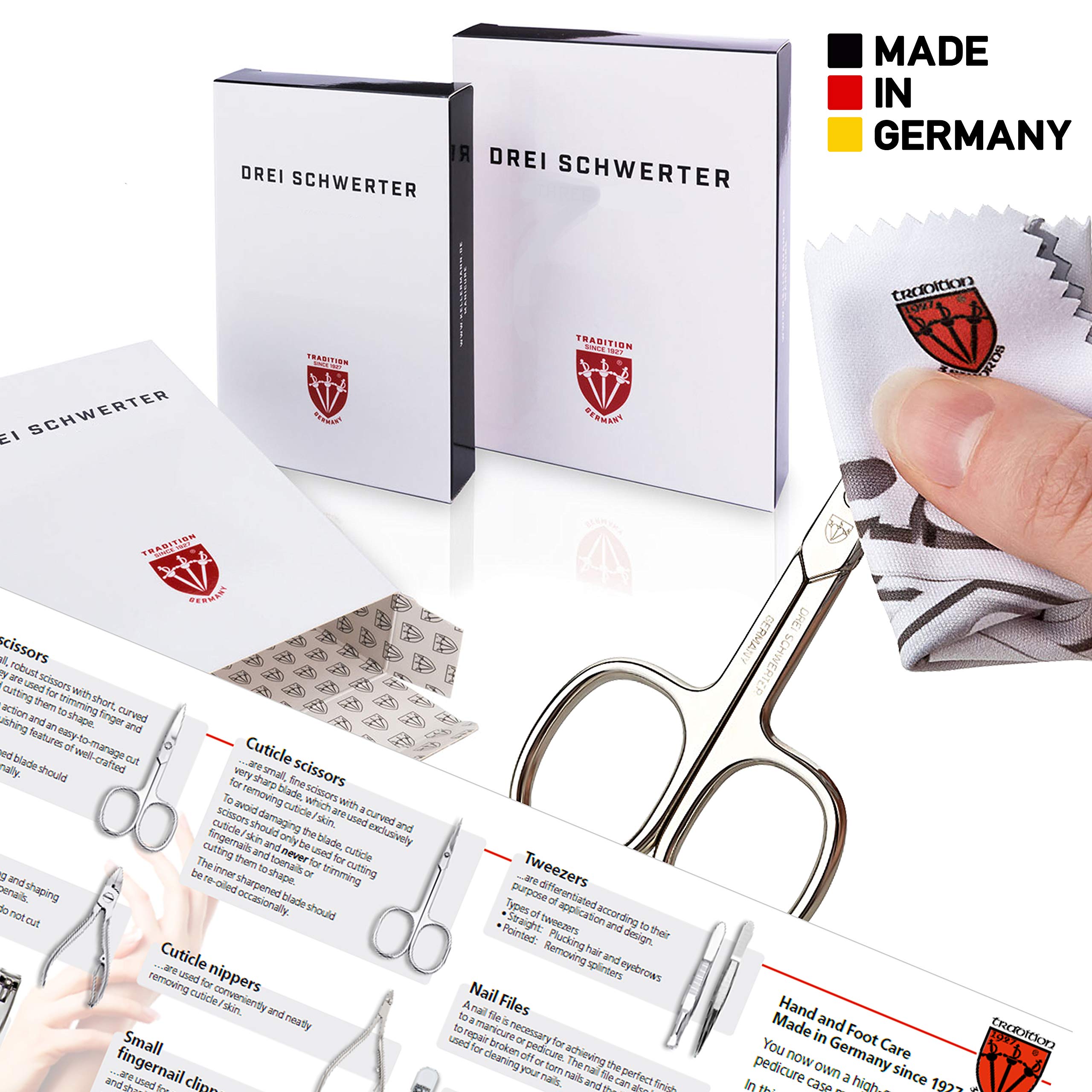 3 Swords - 18 Piece Manicure & Pedicure Kit made of high quality artificial leather in black Quality: Made in Solingen/Germany